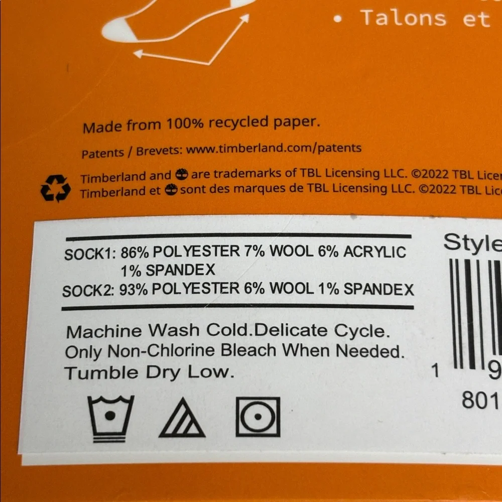 New Timberland Socks Women’s 2 Pair Wool Blend Boot Socks Casual Activewear - Picture 10 of 13